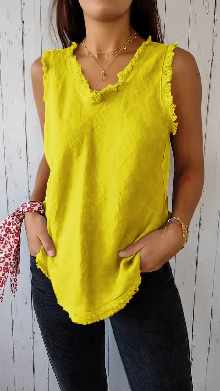 V-Neck Raw Edge Top
