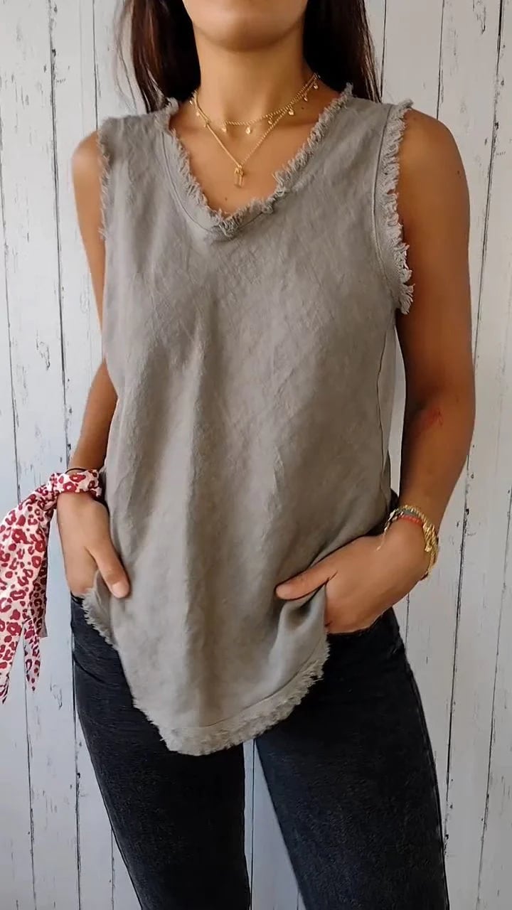 V-Neck Raw Edge Top