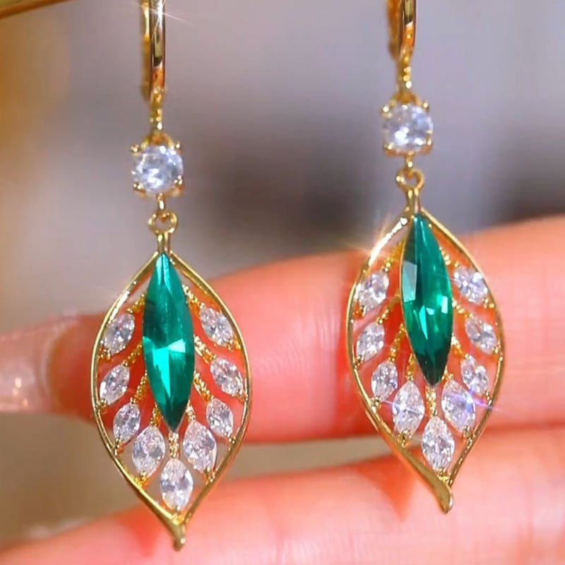 Groene Blaadjes Oorbellen