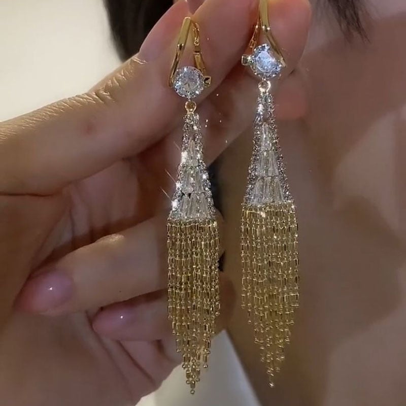 Diamant Tassel Oorbellen
