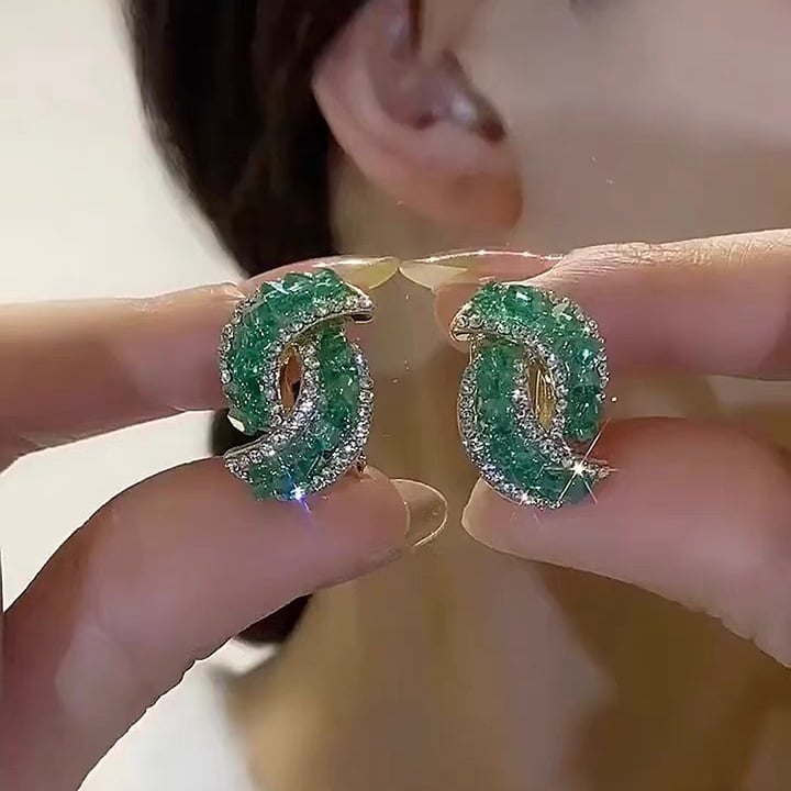 Groen Kristallen Oorbellen