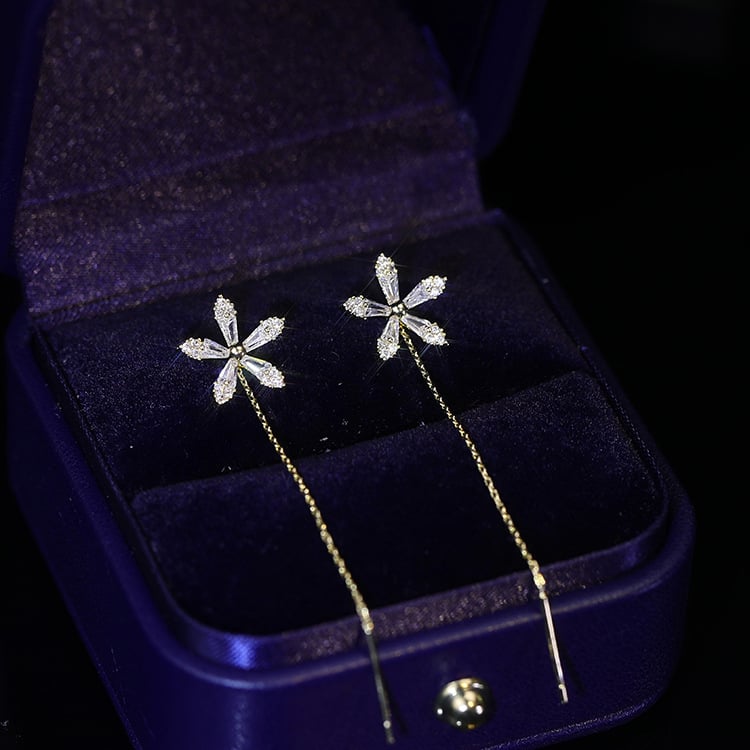 Diamanten Bloem Oorbellen