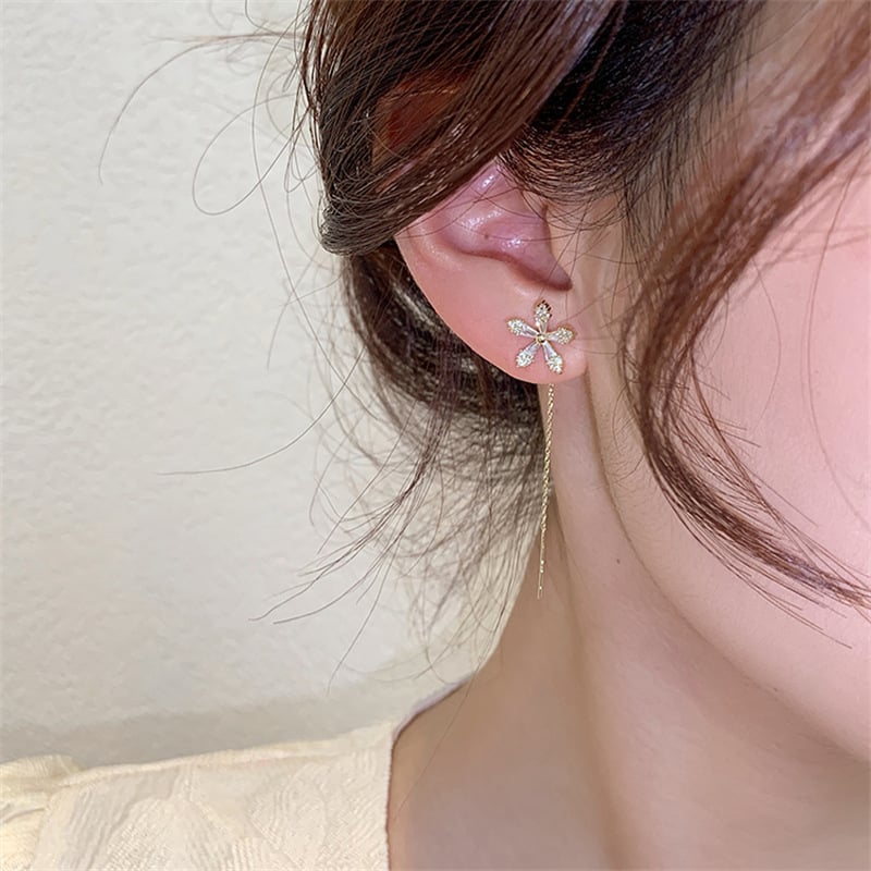 Diamanten Bloem Oorbellen