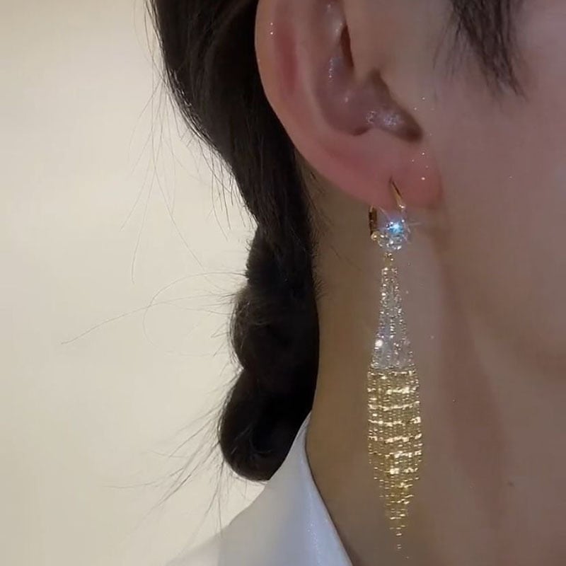 Diamant Tassel Oorbellen