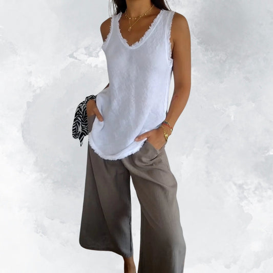 V-Neck Raw Edge Top