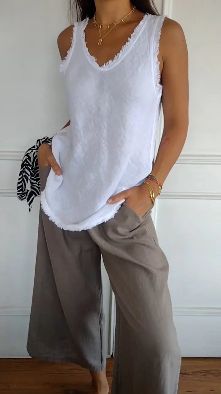 V-Neck Raw Edge Top