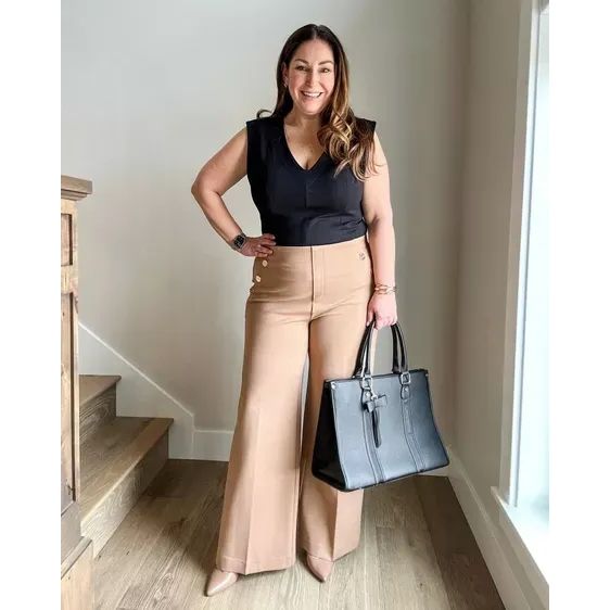 Tummy Control Wijde Broek Met Knopen