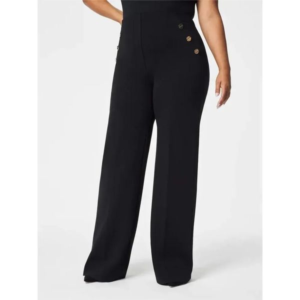 Tummy Control Wijde Broek Met Knopen